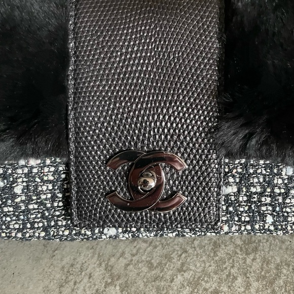 Authentic Chanel Fantasy Tweed and Fur Flap Bag - Picture 3 of 15